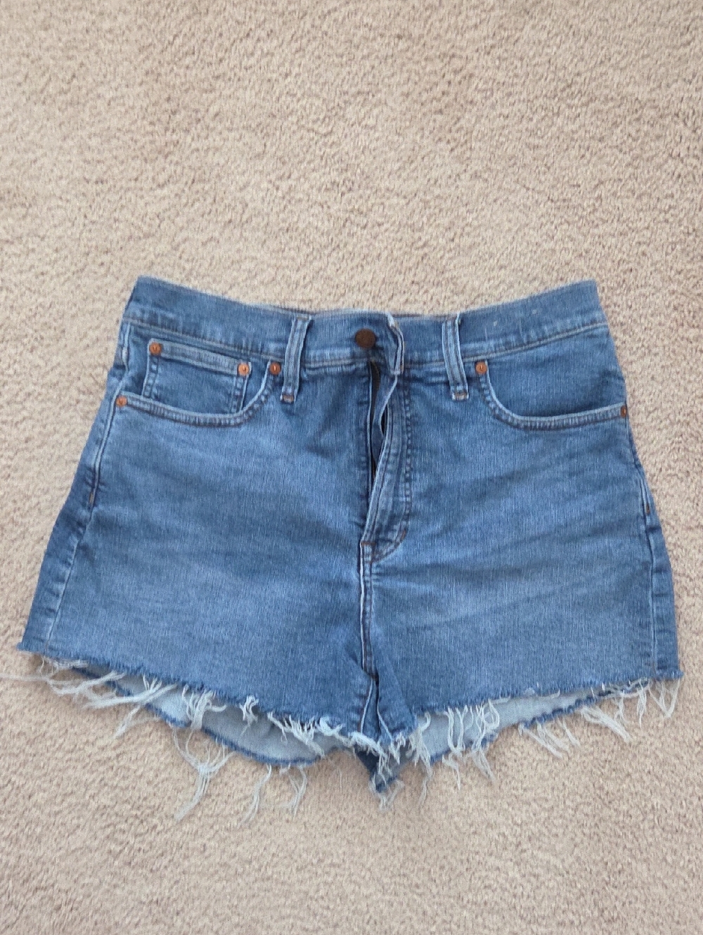 Madewell Blue Raw-Hem High-Rise Denim Shorts